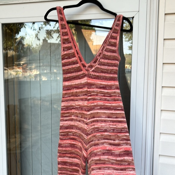 FREE PEOPLE LADIES ORANGE BROWN COTTON BLEND KNIT WIDE CROP LEG BOHO JUMPER-XS - Picture 6 of 13